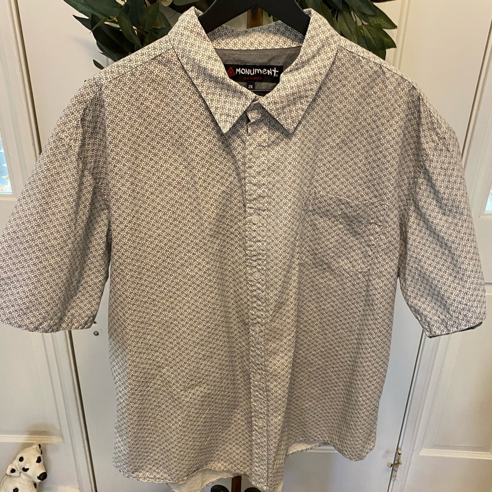 Monument Ditsy Print Button Down Shirt SS 2X